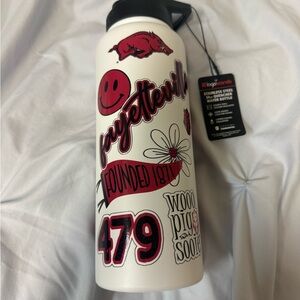 Arkansas White Stainless Steel Water Bottle with Sticker Design Never Used